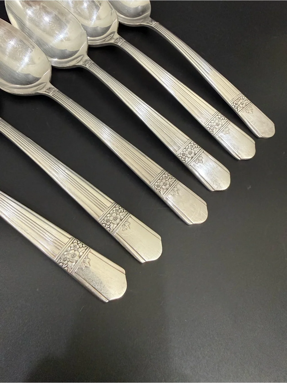 6pc Vintage ONEIDA Simeon & George Rogers Co. Silver Rose Silver-plate Teaspoon